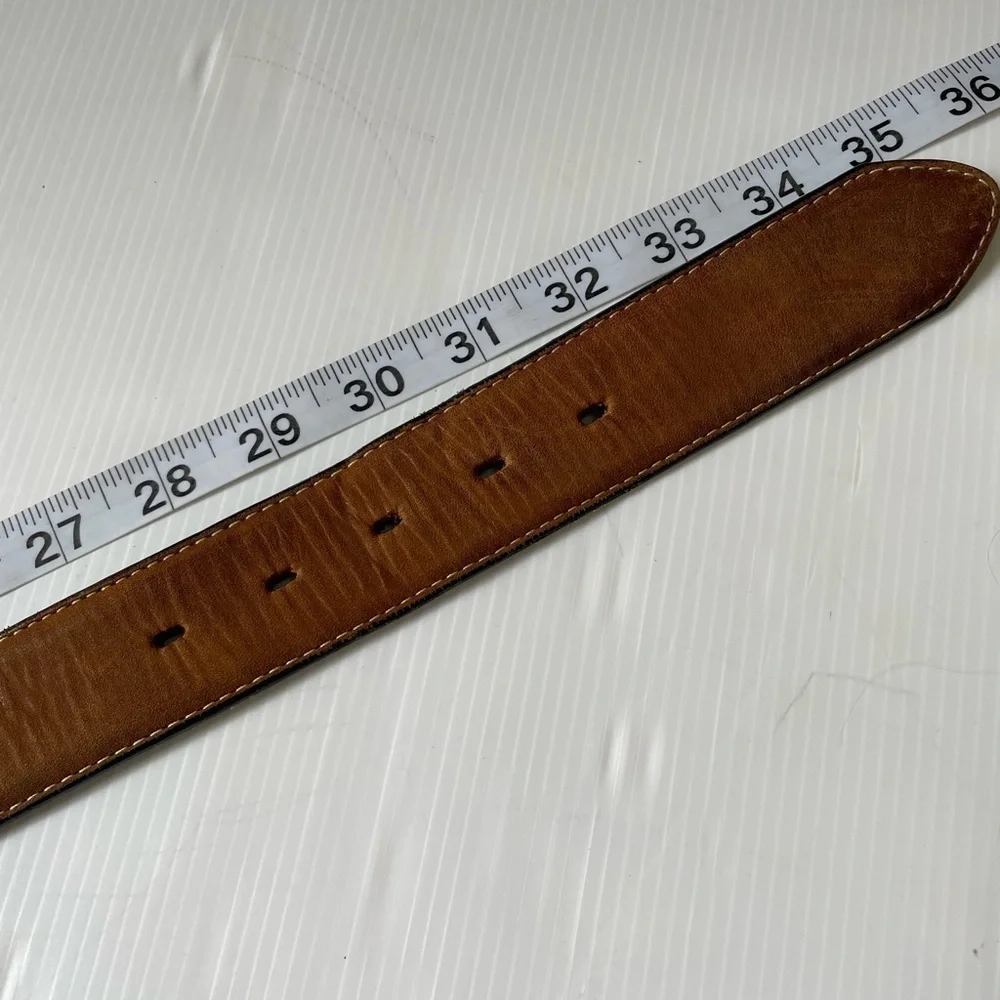 Cody James Leather Belt Two Tone Black Brown Silver Tone Buckle Size 30 USA